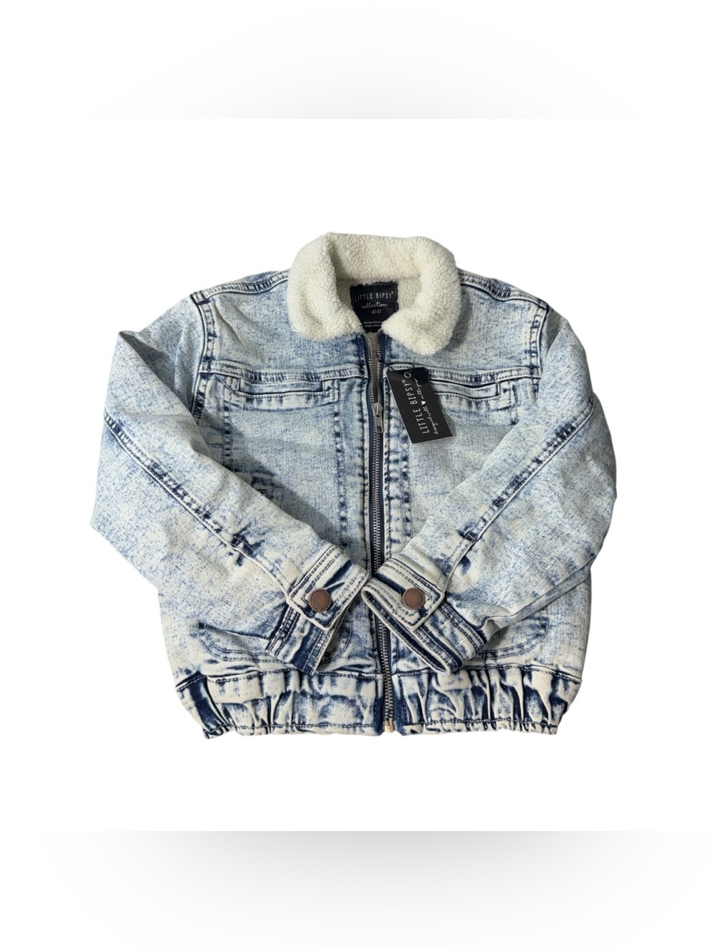 Little Bipsy Sherpa Denim Bomber Jacket Size 4T-5T NWT Brand New